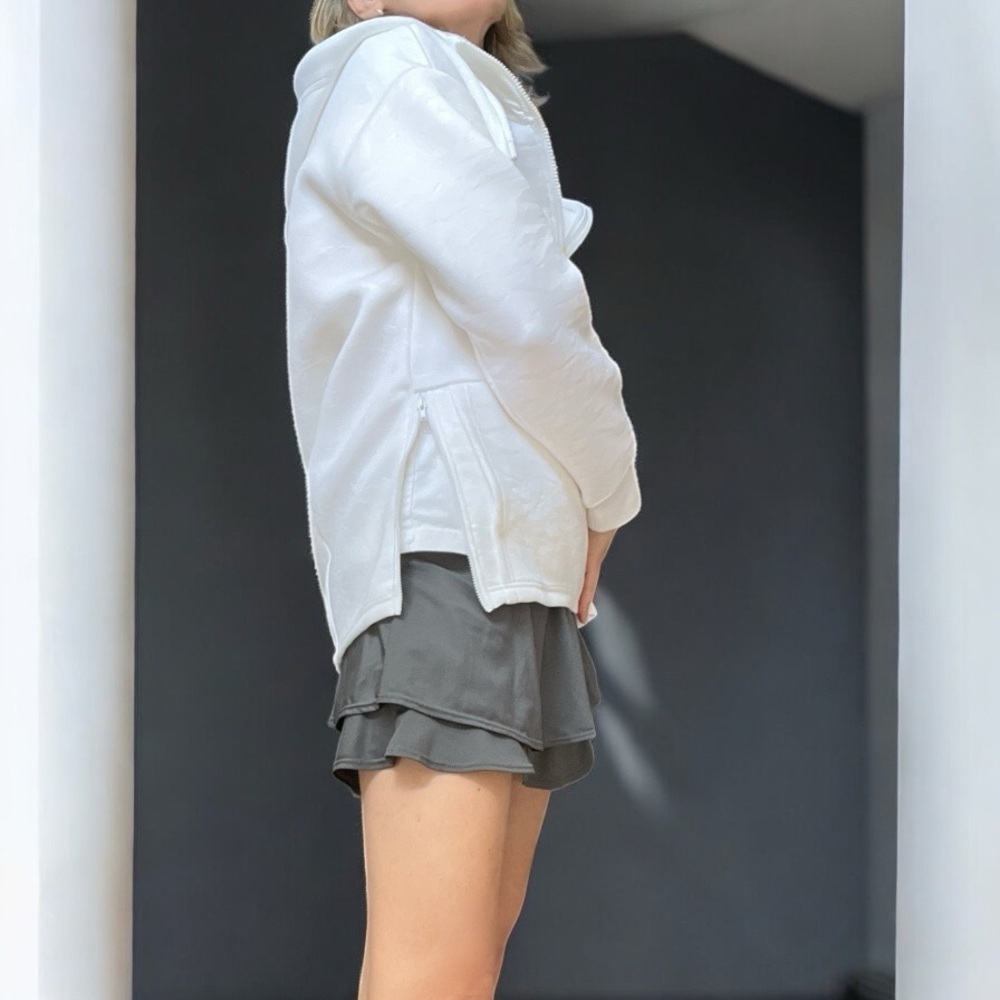 Fabletics White Zebra Neoprene Jacket Removable H… - image 3